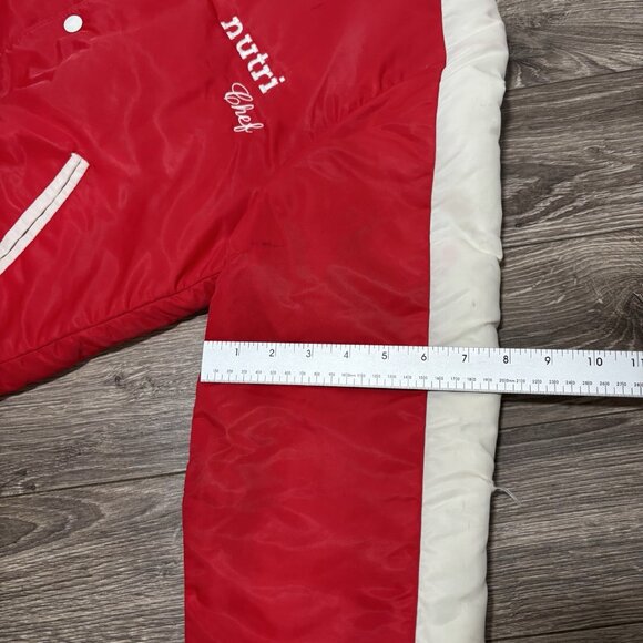 VTG CCM Bomber Jacket Mens S Red White Varsity Retro Nutri Chef Baseball 70s 80s - Picture 11 of 16